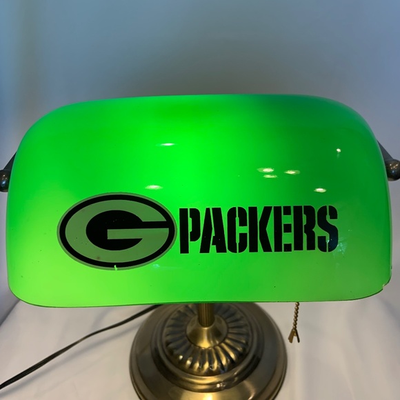 RARE Vintage Green Bay Packers 'G' Logo NFL Bankers Desk Lamp Tested & Working - Picture 2 of 16